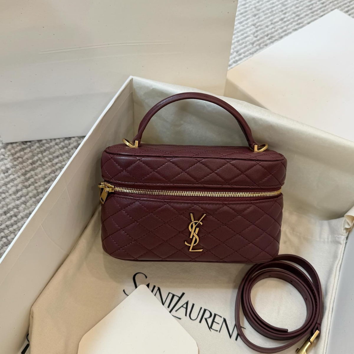 YVES SAINT LAURENT GABY VANITY CASE IN LAMBSKIN LEATHER