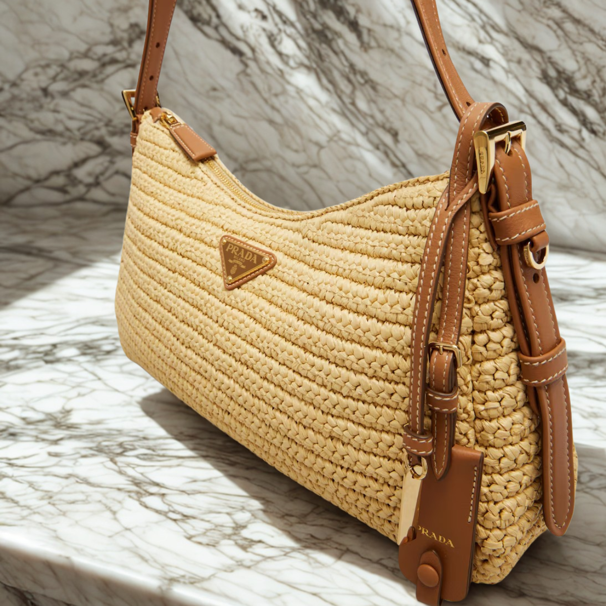 PRADA – AIMÉE BAG IN CROCHET AND LEATHER (LARGE)