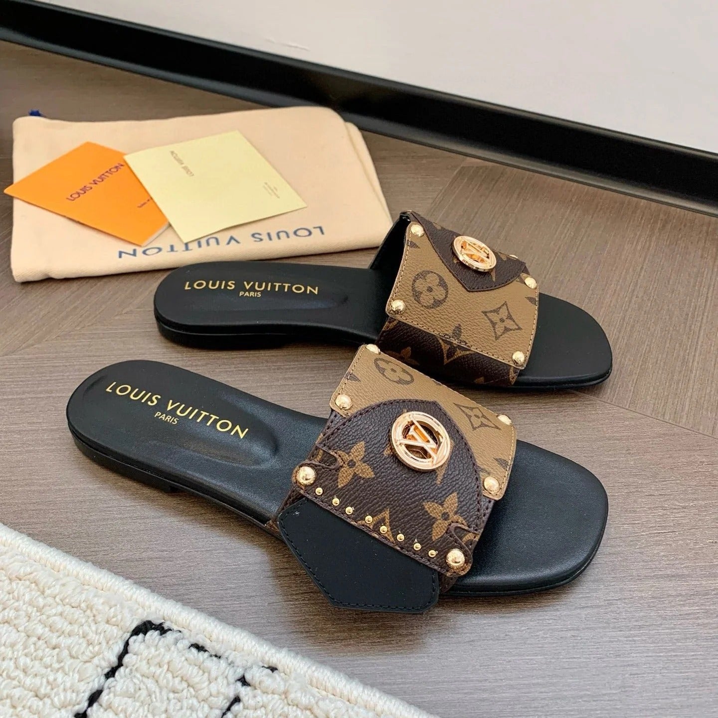 LOUIS VUITTON LV FRAME MULES MARRON CACAO LEATHER