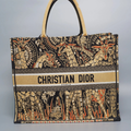 DIOR LARGE BOOK TOTE – BLACK/GOLD EMBROIDERY